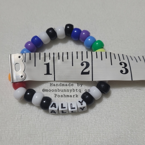 Handmade stacking bracelets "ally" LGBT pride 🏳️🌈 beaded kandi - Picture 7 of 9